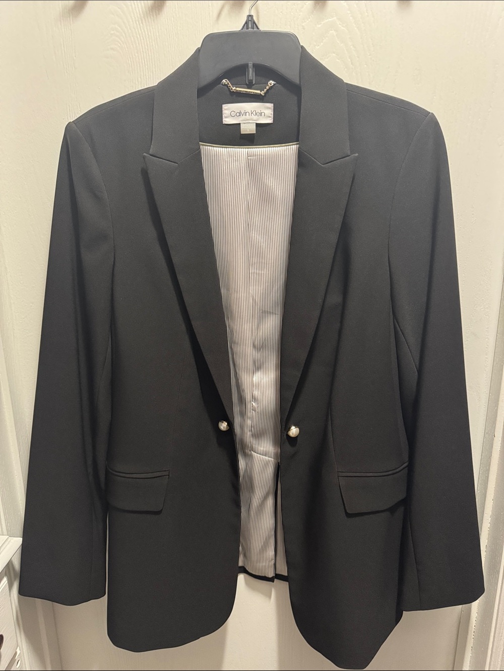 Calvin Klein Black Blazer with Pearl Accents